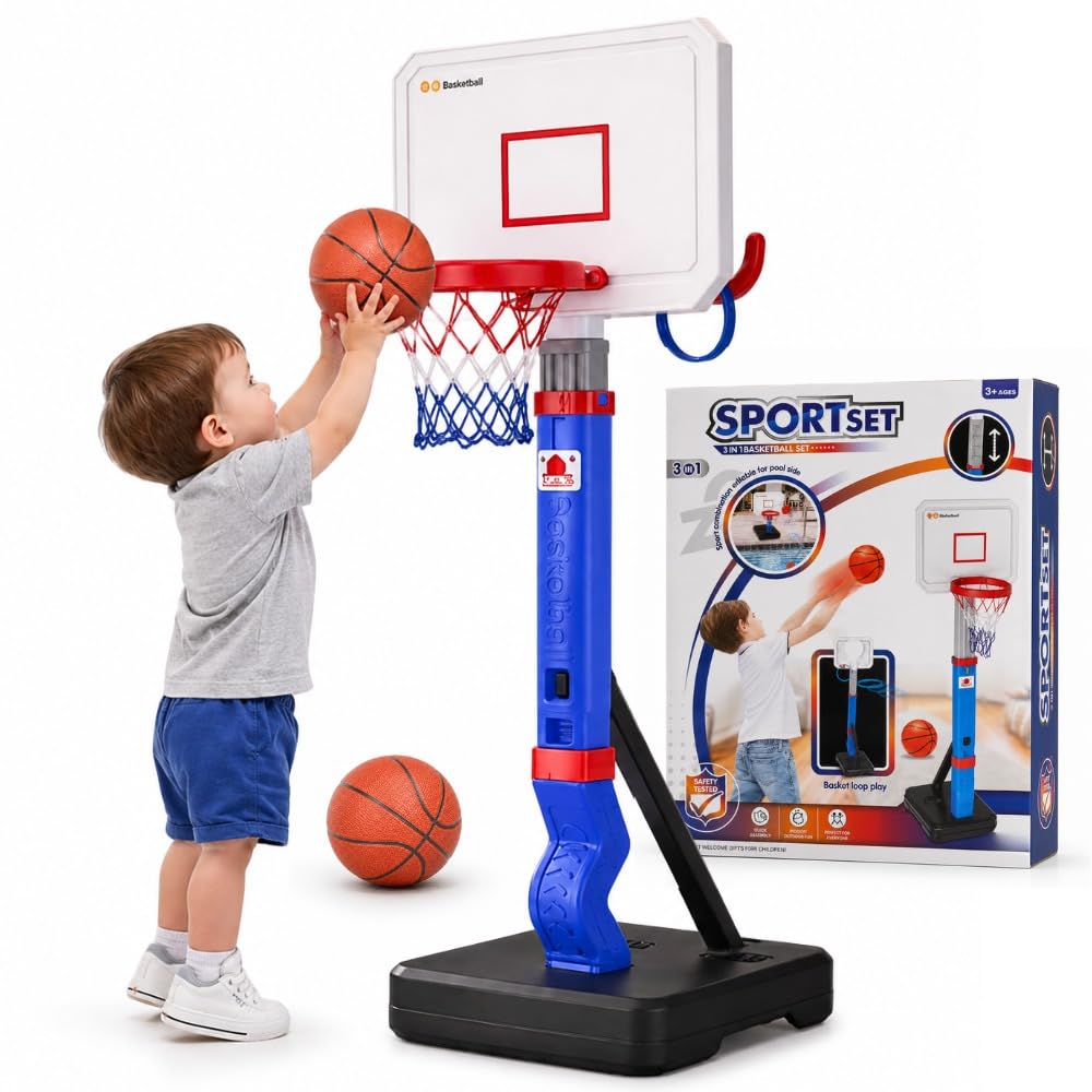 BRAGZO toddler basketball hoop adjustable height for growing kids.