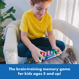 Educational Insights BrainBolt Boost light-up tiles illuminate patterns for quick challenges.
