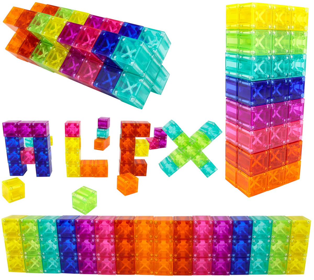 BrainSpark 48pcs translucent digitblocks ready for open-ended construction and STEM play