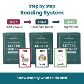 Brainstrong Step 3 long and irregular vowels card expands vowel awareness.