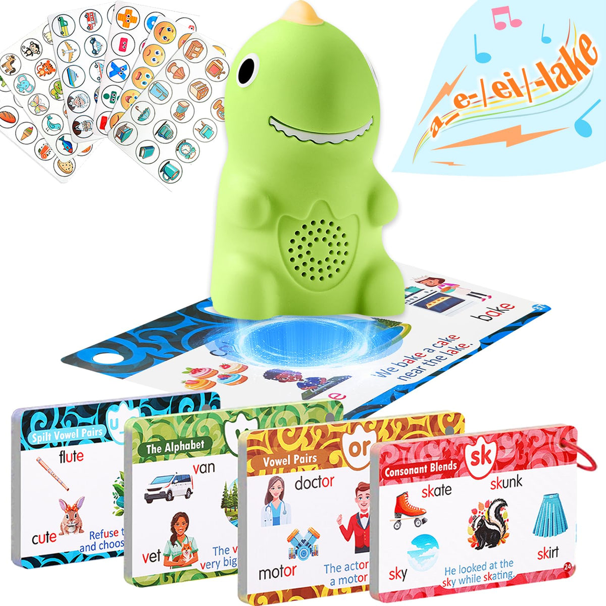 Brakverla dinosaur phonics flash cards for engaging early reading and independent practice.