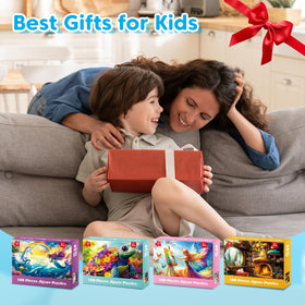 BraniacBits Storage bags show organized puzzle cleanup after play.