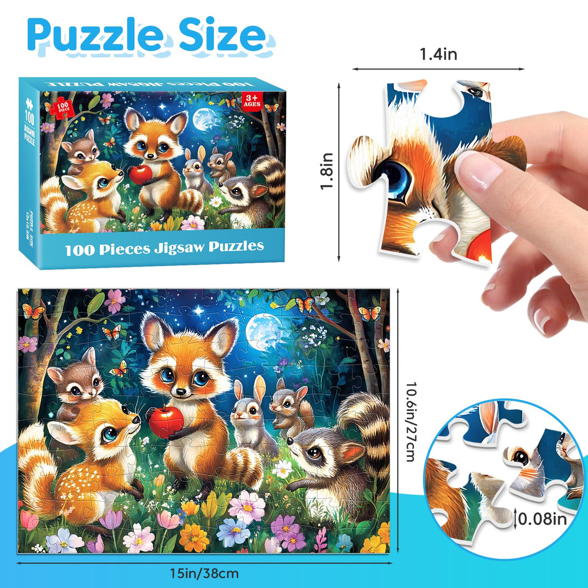BraniacBits succulents 100-piece puzzle, thick pieces for steady grip