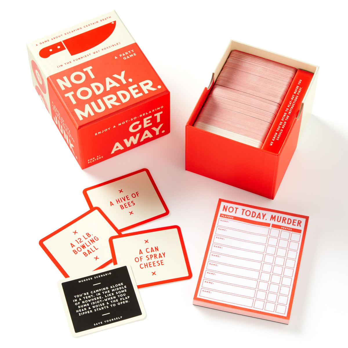 Brass Monkey Not Today, Murder object cards encourage quick thinking and laughs.