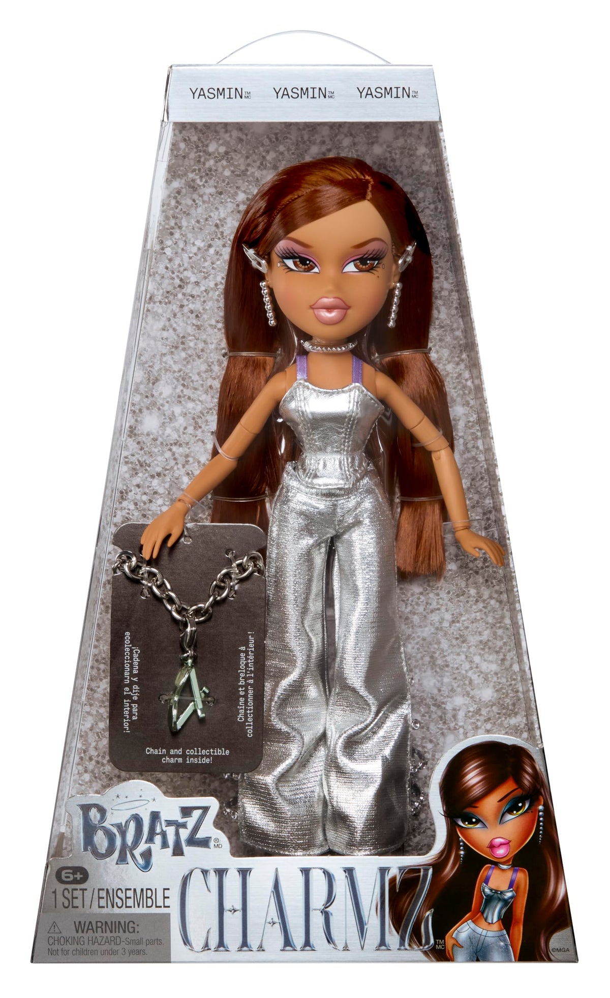 Bratz Charmz Yasmin chrome corset top with bracelet for imaginative play