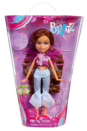 Bratz Fashion Pixiez Yasmin doll with shimmering wings that convert into a wearable ring.