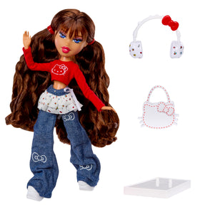 Yasmin in red cropped top inspires playful Hello Kitty fashion looks.