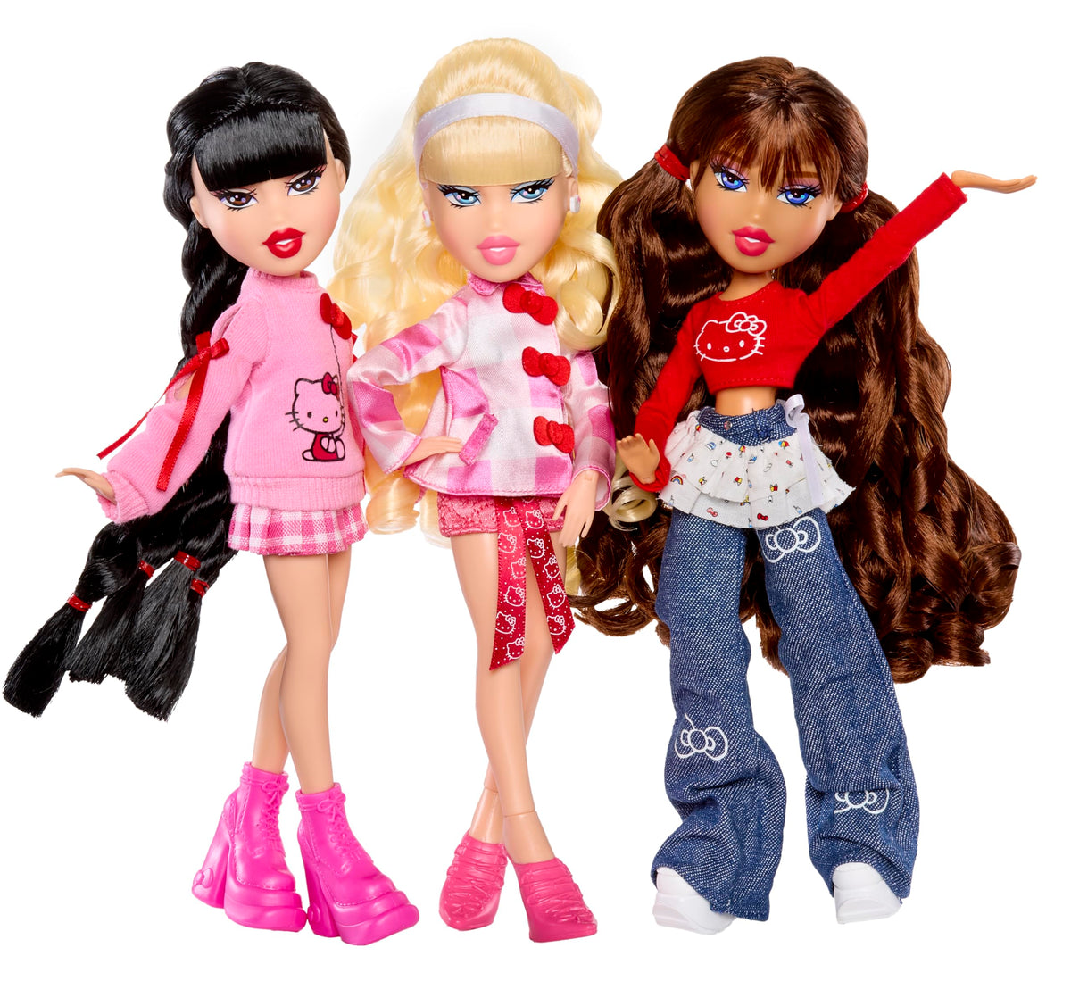 Adorable pigtails and purple eye makeup capture Bratz Sanrio style.