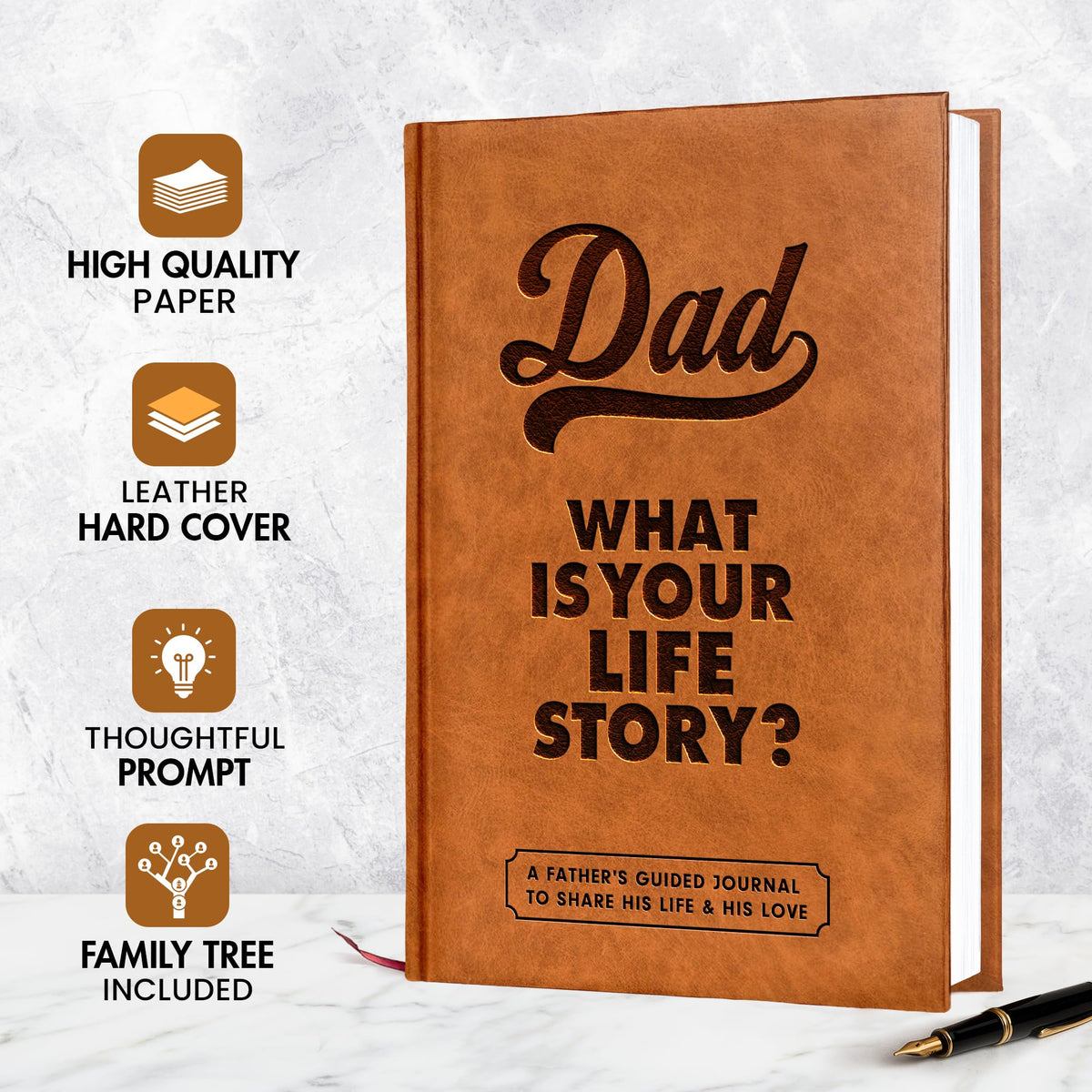 BRAVEBUG Dad Story Book hardcover close-up, durable keepsake.