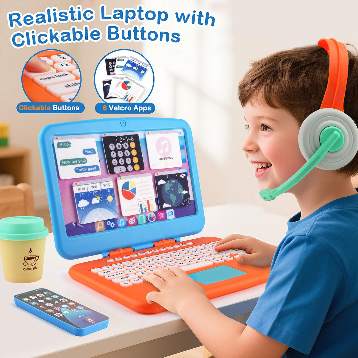 Bravilan pretend office smartphone enables roleplay calls during office play.