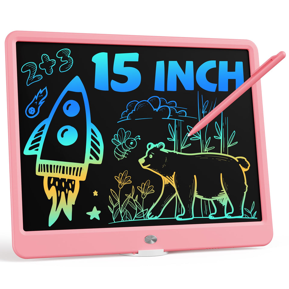 Bravokids 15-inch LCD writing tablet front view with colorful screen for kids' drawing