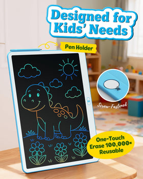 Bravokids 20-inch LCD writing tablet blue display off, ready for storage