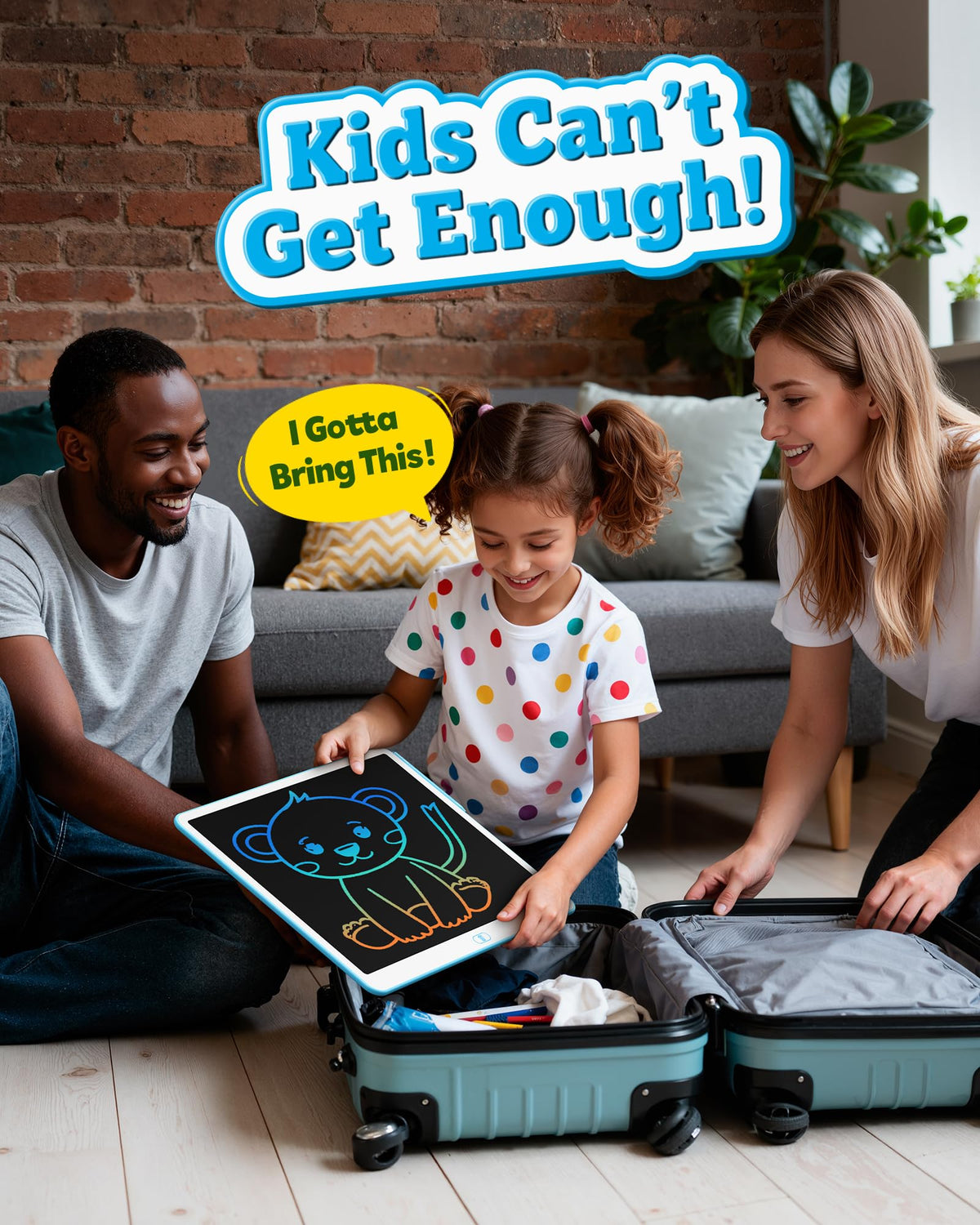 Bravokids 20-inch LCD writing tablet blue box packaging as a gift-ready set