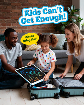 Bravokids 20-inch LCD writing tablet blue box packaging as a gift-ready set