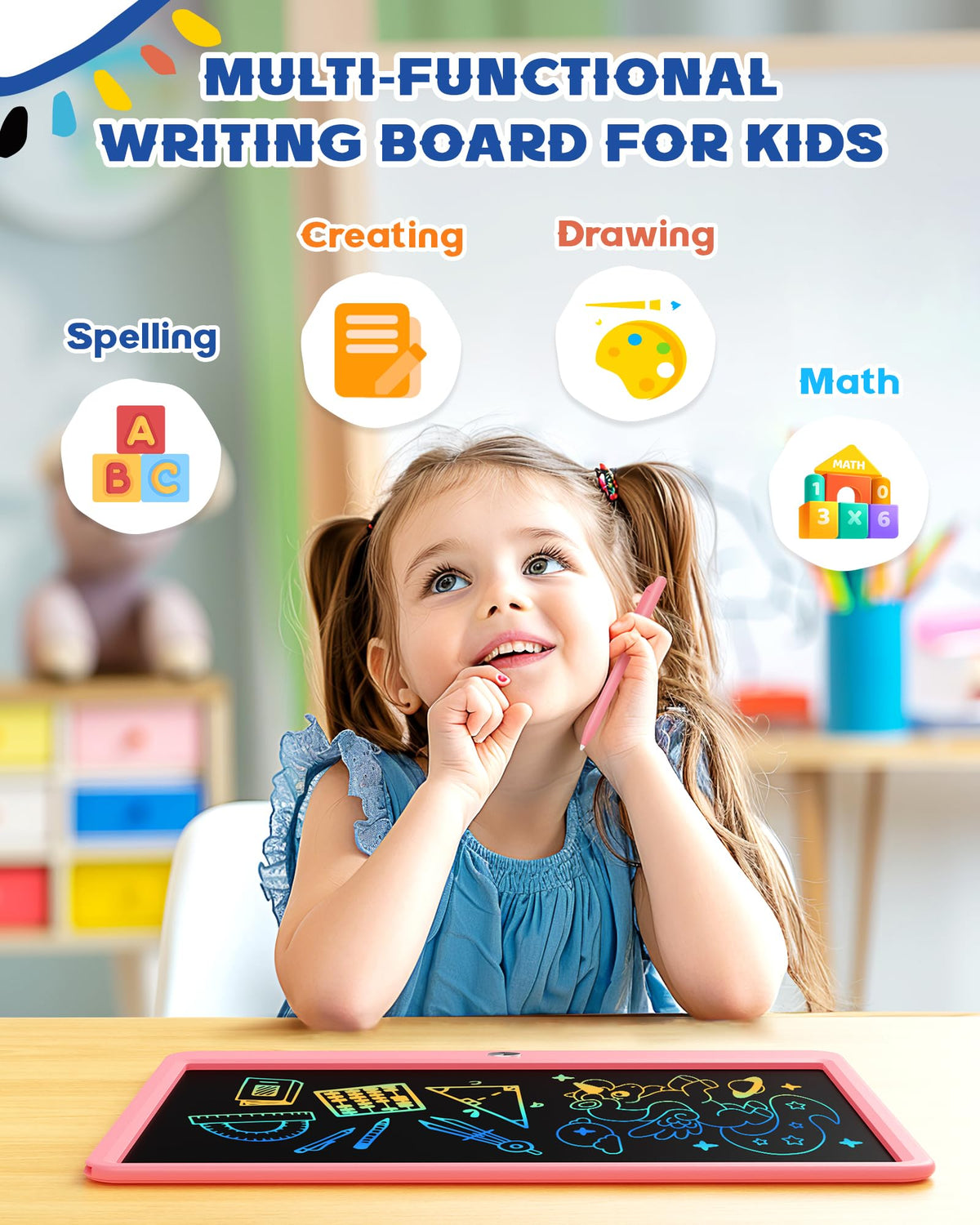 Bravokids doodle board in use by child at home for creative drawing