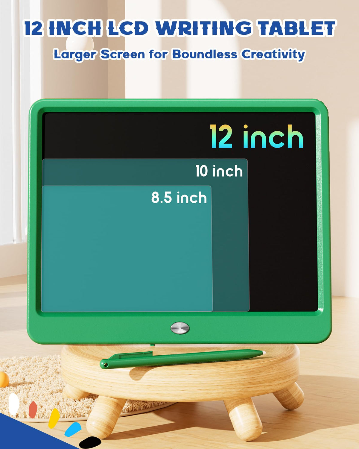 Bravokids doodle board in use with stylus demonstrating mess-free creativity