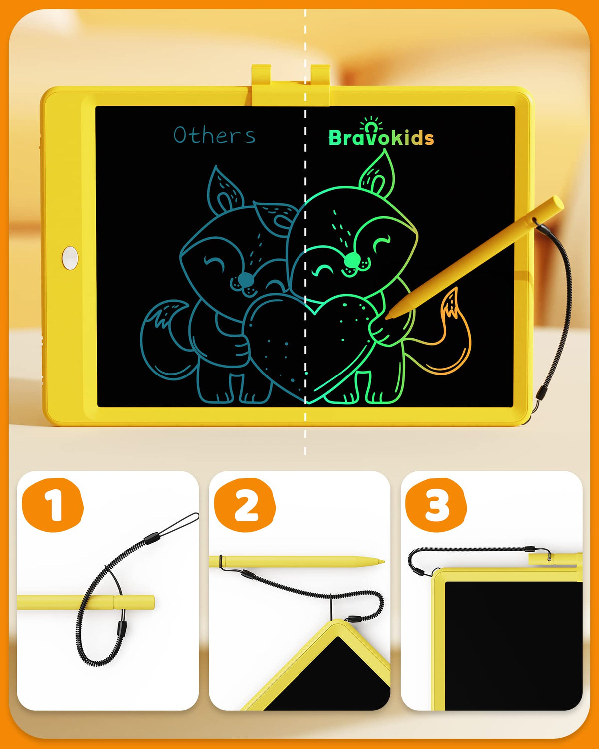 Bravokids doodle board kids drawing scene showcasing mess-free fun and portable use.