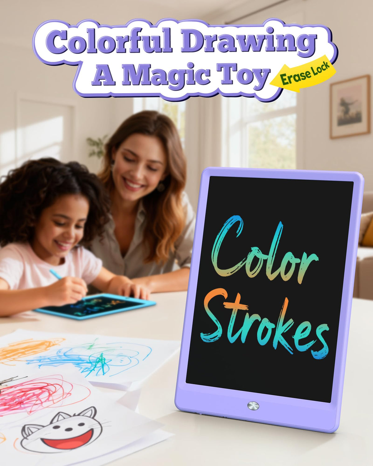 Bravokids durable round corner plastic, purple tablet withstands drops.