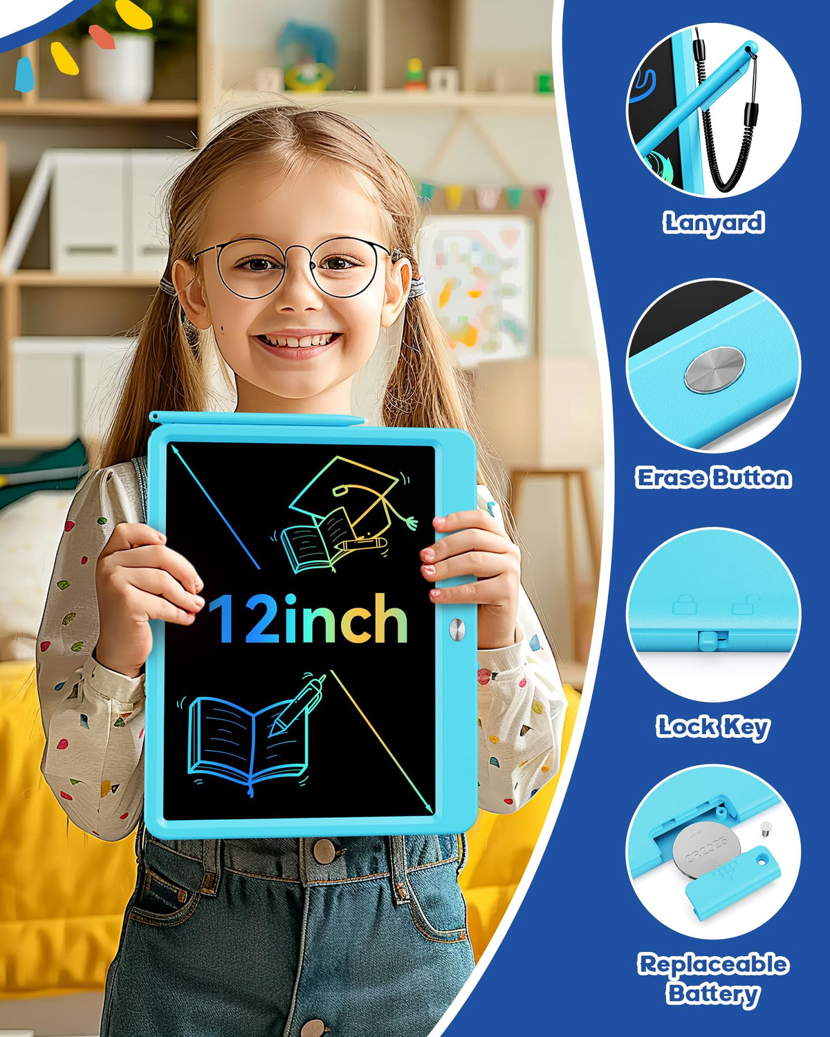 Bravokids durable blue tablet with rounded corners for safe play.