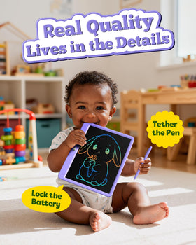 Bravokids erase button close-up for quick, mess-free clearing.