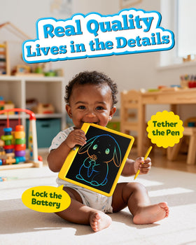 Bravokids LCD stylus usage demonstrating pressure-responsive lines for varied strokes