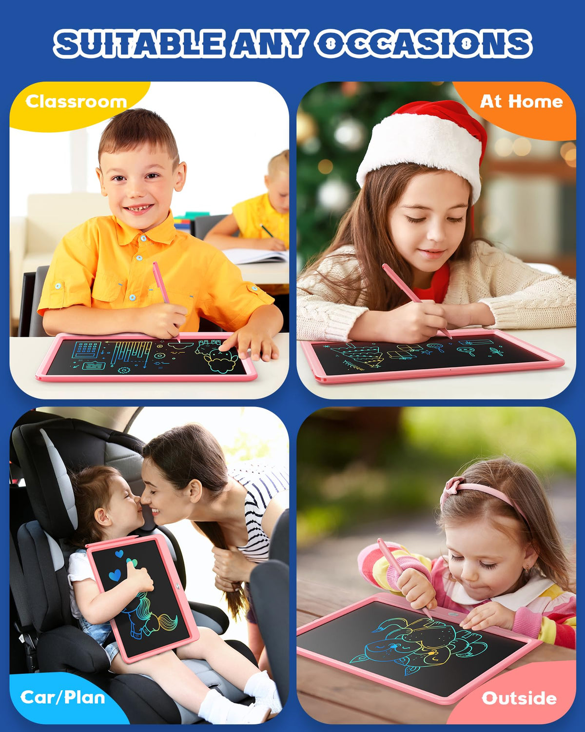 Bravokids quiet LCD surface enables peaceful play in public spaces.