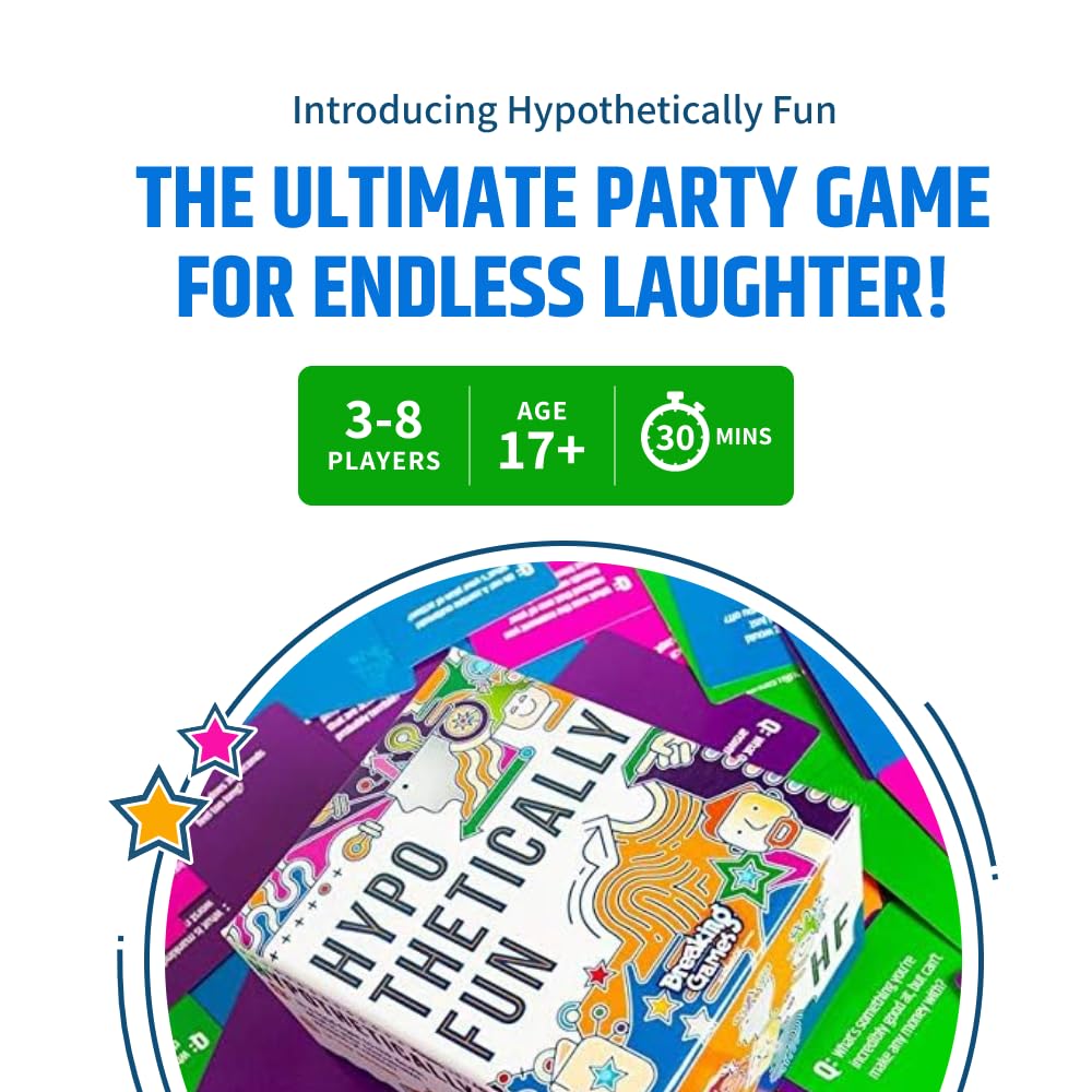 Hypothetically Fun cards spread on table, sparking lively conversation.