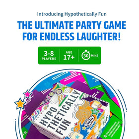 Hypothetically Fun cards spread on table, sparking lively conversation.