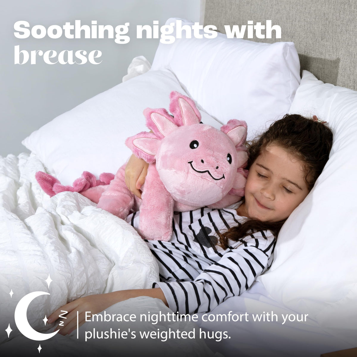 Brease gift-ready pink axolotl dragon plush, ideal for birthdays.