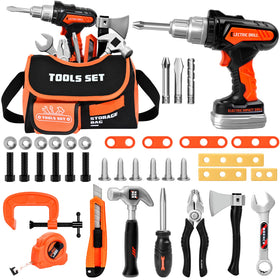 Breibowski premium kids tool set drill image showing battery-powered drill for imaginative play
