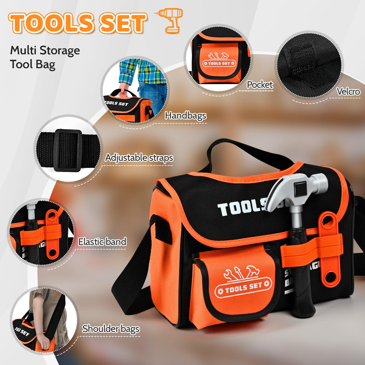 Breibowski premium kids tool set portable bag image highlighting organized accessories during travel