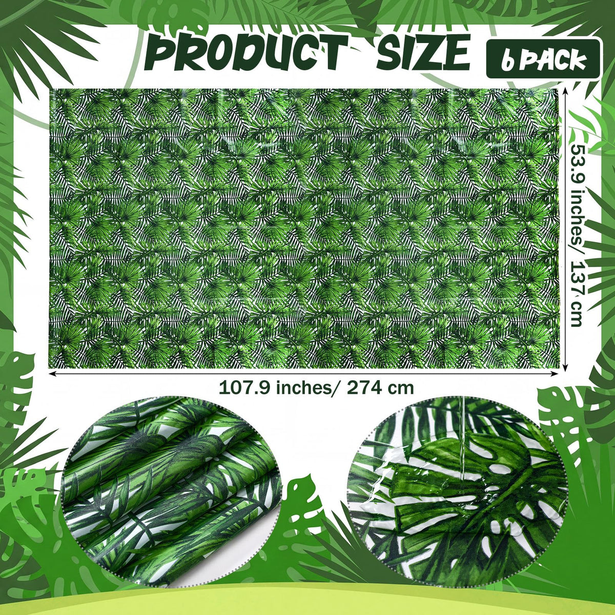 Breling jungle tablecloths cover multiple tables for cohesive VBS decor.
