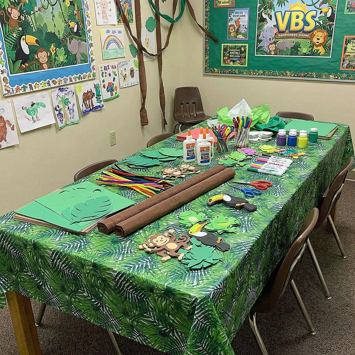 Breling PEVA tablecloth resists moisture for durable tropical setups.