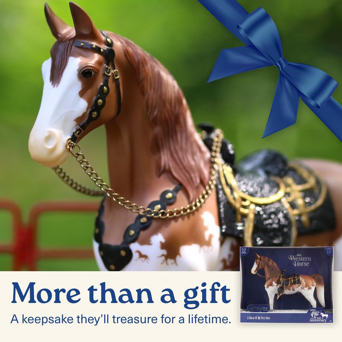 Breyer 1:9 scale Western Horse model measures 11.5 inches long by 8.5 inches high.