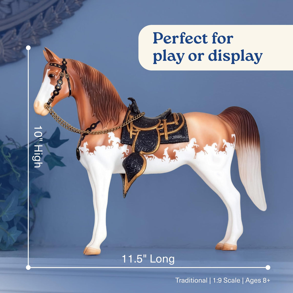 Close-up of gold-accented tack on Breyer Western Horse.