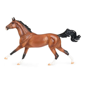 Breyer Adamek Akhal-Teke figure close-up paint detail highlights craftsmanship and realism.