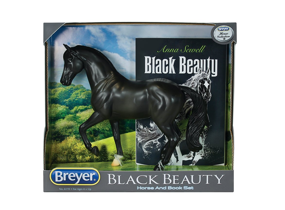 Breyer Classics Black Beauty 1:12 scale set shown with book and accessories for active play.