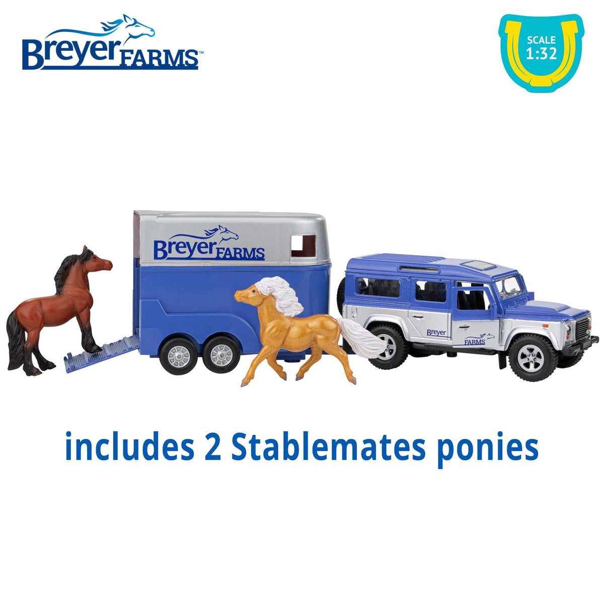 Breyer Farms Land Rover with drop-down trailer ramp for easy loading.