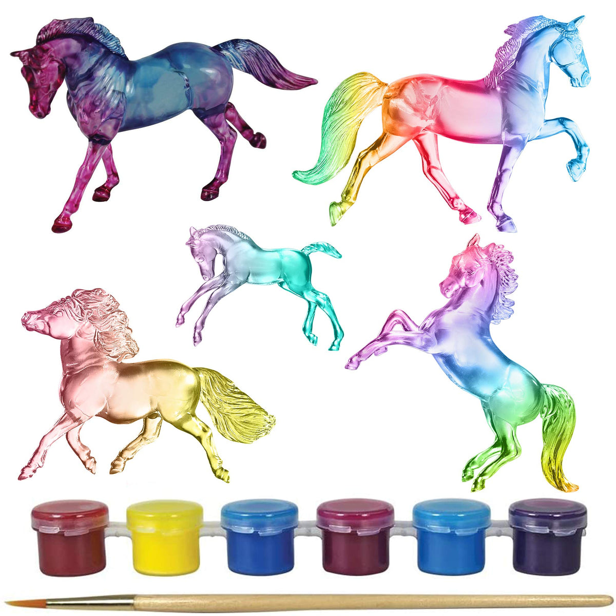 Breyer paint pots closeup show translucent colors for vibrant light-catching finishes