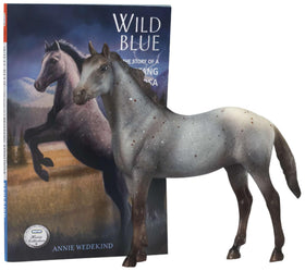 Breyer Wild Blue book and portrait model in a window box, a timeless keepsake for readers.