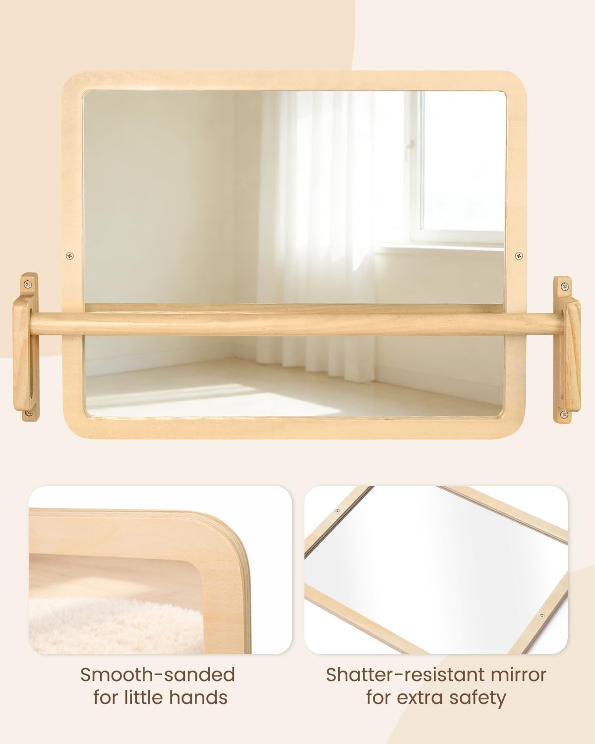Brezlio adjustable pull-up bar with two height slots grows with your child
