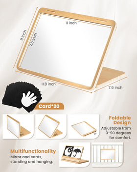 Brezlio Baby-safe wood mirror promotes safe exploration.