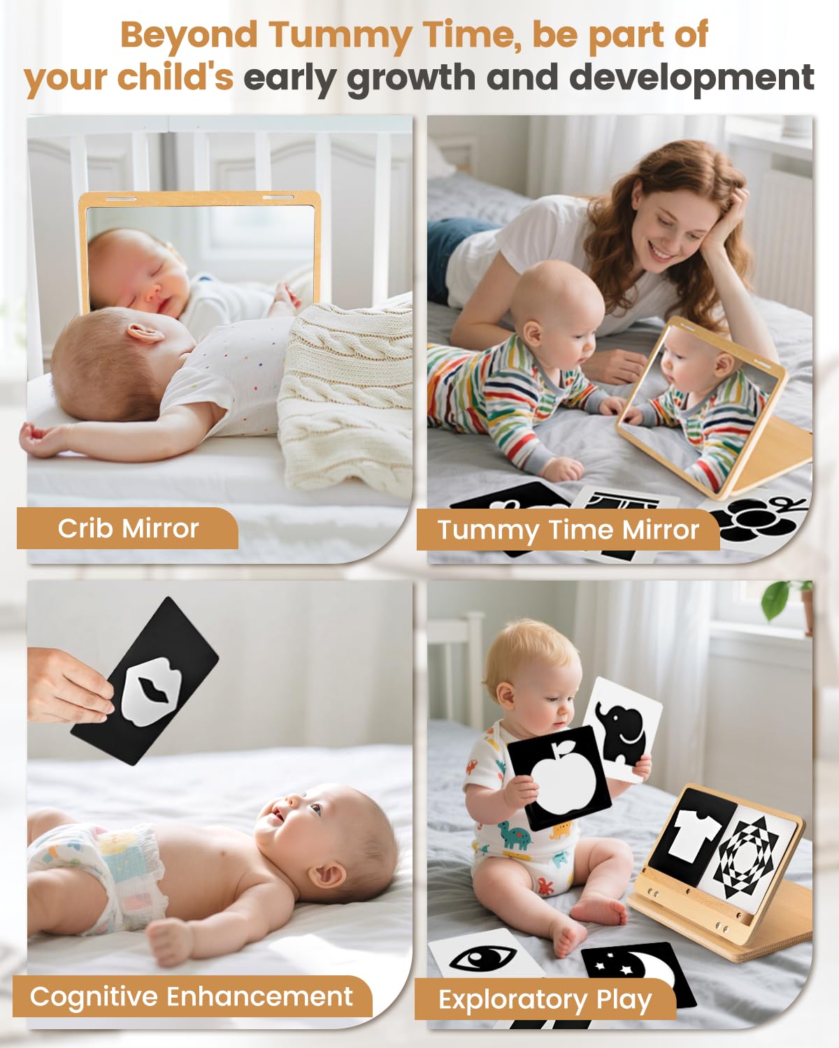 Brezlio Montessori card holder mirror supports early cognitive games.