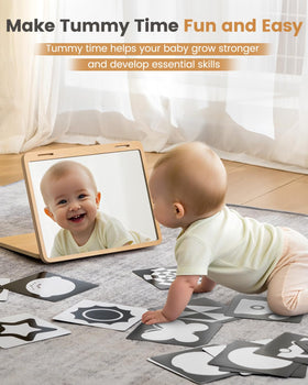 Brezlio Tummy Time Mirror with adjustable angles for head lifting.