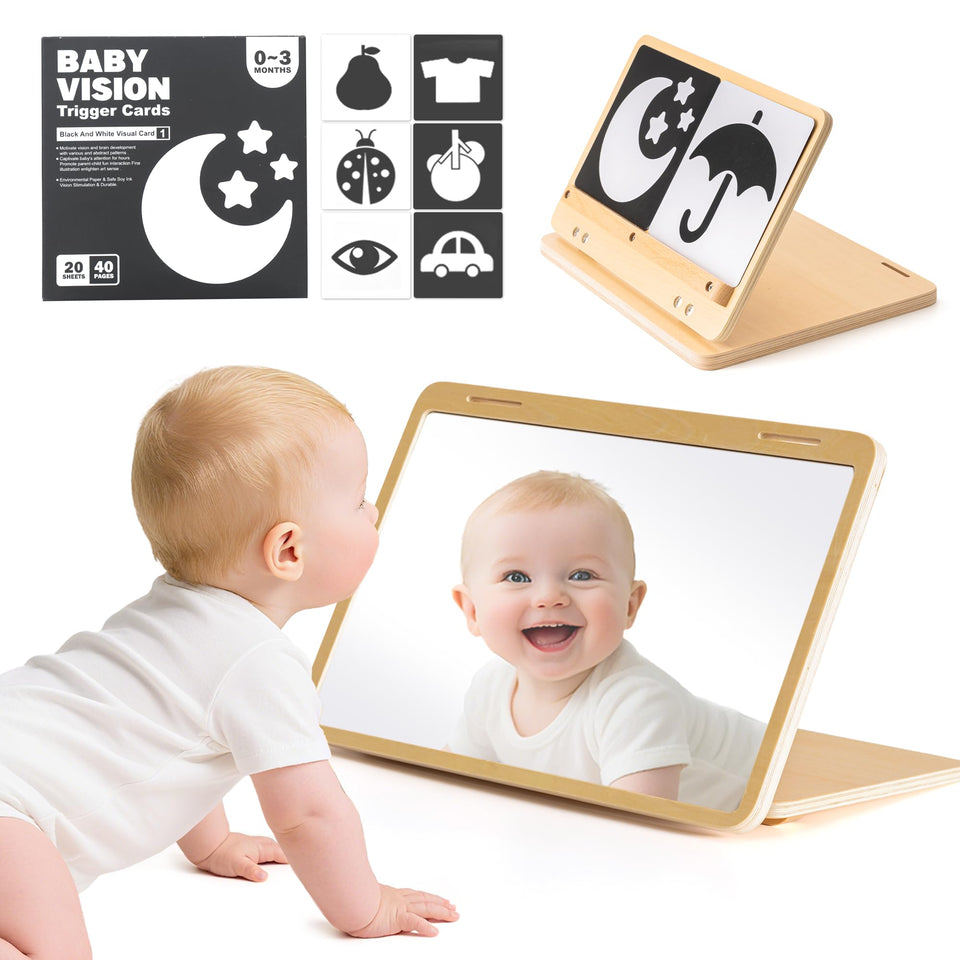 Brezlio Tummy Time Mirror foldable base for versatile tummy time.