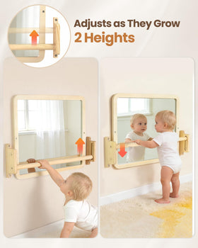 Brezlio wall-mounted tummy-time mirror provides safe reflection practice on the nursery wall