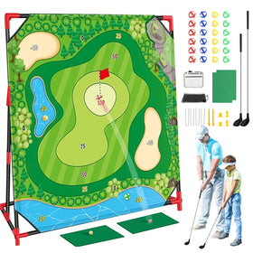 Brezzolife Golf Chipping Game with Stand for backyard practice and family fun