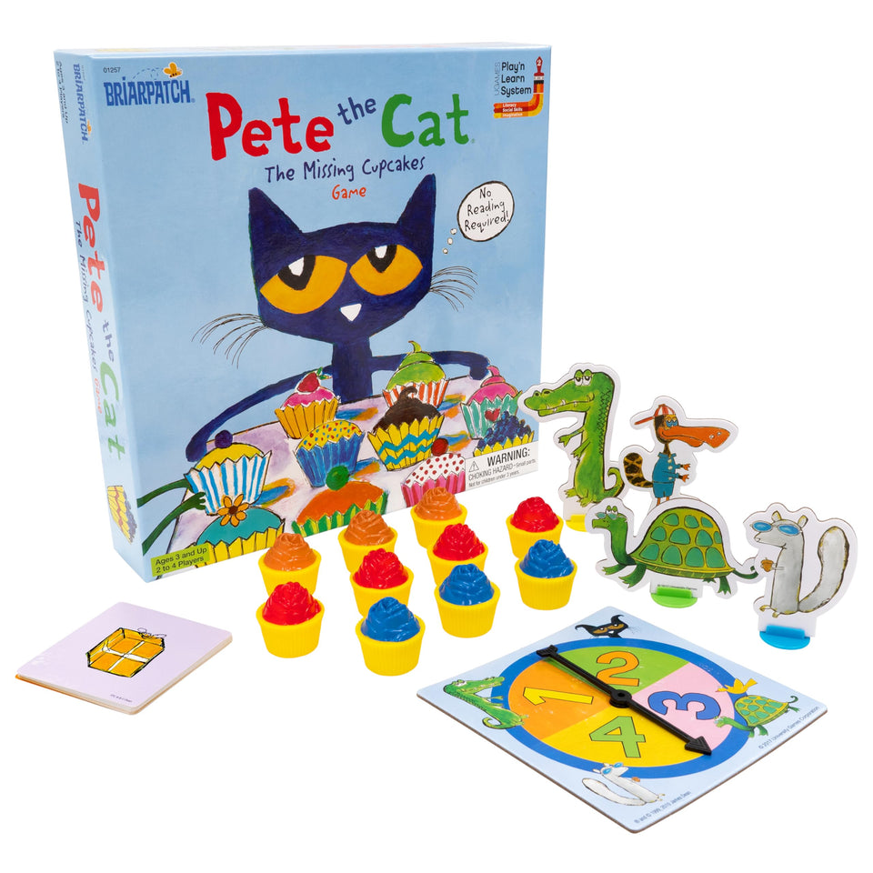 Briarpatch Pete the Cat Missing Cupcakes game board promotes cooperative play for families.