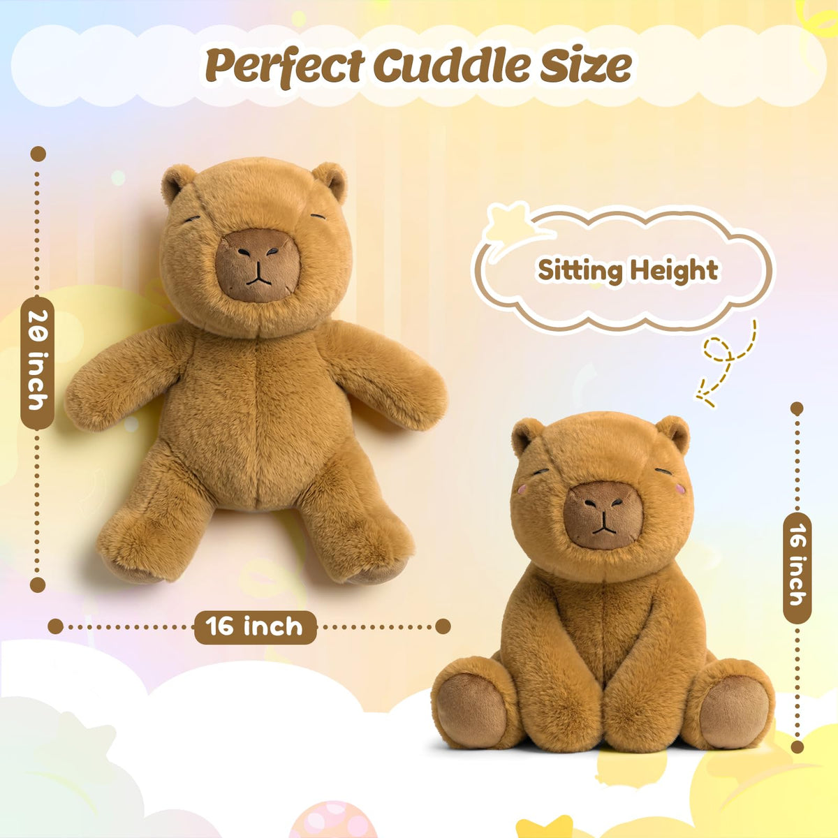 BRICHOEE Capybara weighted plush used as bedtime snuggle companion.
