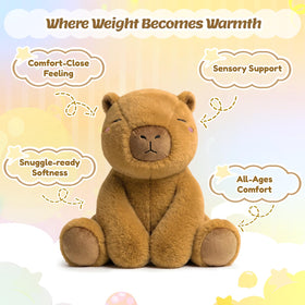BRICHOEE Capybara weighted plush size 20x16x12 inches for generous cuddling.